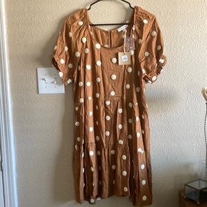 Blu Pepper Brown Polka Dot Midi Dress